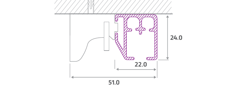 Heavy-Duty Hand-Drawn Curtain Track face-fix mounting detail